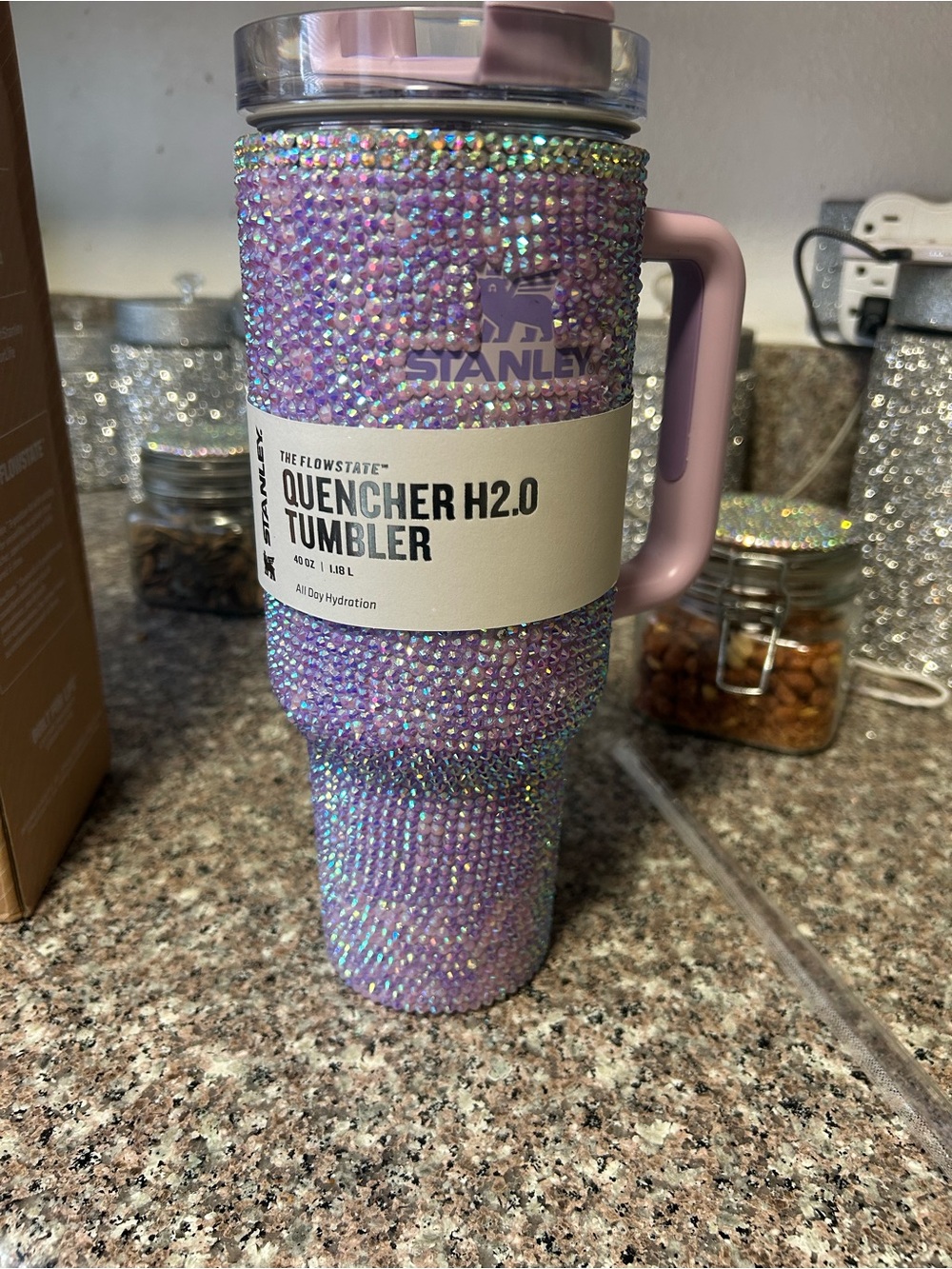 Stanley Lavender Rhinestones DIY Quencher H2.0 Tumbler with light purple Handle